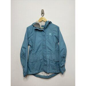 MEC Mountain Equipment Coop Woman M Rain Jacket Blue Teal Slim